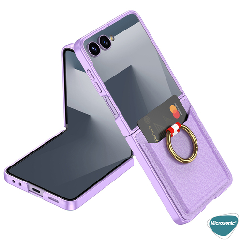 Microsonic Samsung Galaxy Z Flip 7 Kılıf LuxRing Wallet Lila
