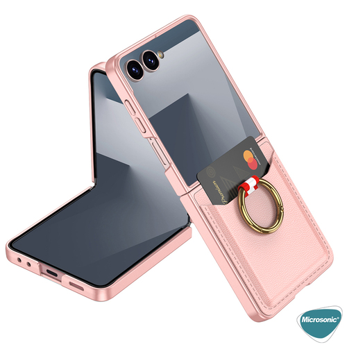 Microsonic Samsung Galaxy Z Flip 7 Kılıf LuxRing Wallet Rose Gold