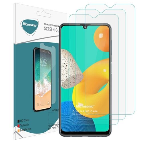 Microsonic Samsung Galaxy M32 4G Screen Protector Nano Glass Cam Ekran Koruyucu (3'lü Paket)