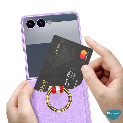 Microsonic Samsung Galaxy Z Flip 7 Kılıf LuxRing Wallet Bej