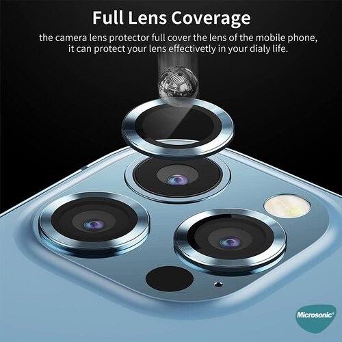 Microsonic Apple iPhone 15 Pro Max Tekli Kamera Lens Koruma Camı Sierra Mavisi