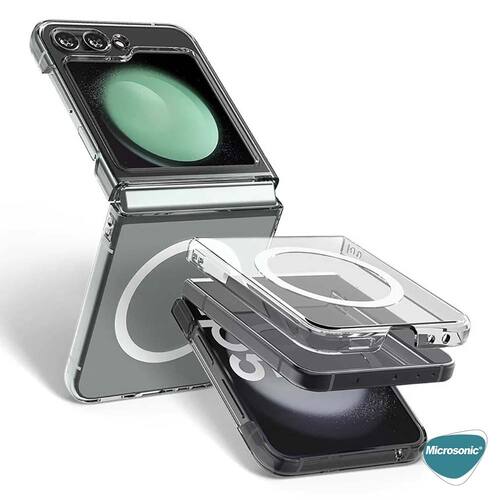 Microsonic Samsung Galaxy Z Flip 7 FE Kılıf MagSafe Clear Soft Şeffaf