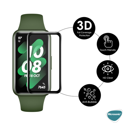 Microsonic Huawei Band 10 Tam Kaplayan Nano Cam Ekran Koruyucu Siyah