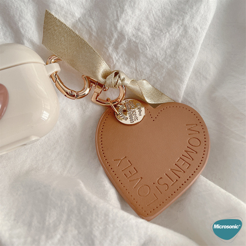 Microsonic Samsung Galaxy Buds Core Kılıf Süslü Kalp Desenli Bej