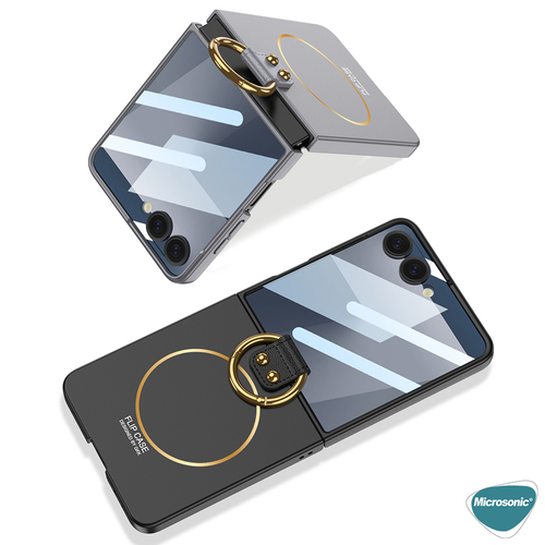 Microsonic Samsung Galaxy Z Flip 7 Kılıf Ring Fall MagSafe Siyah