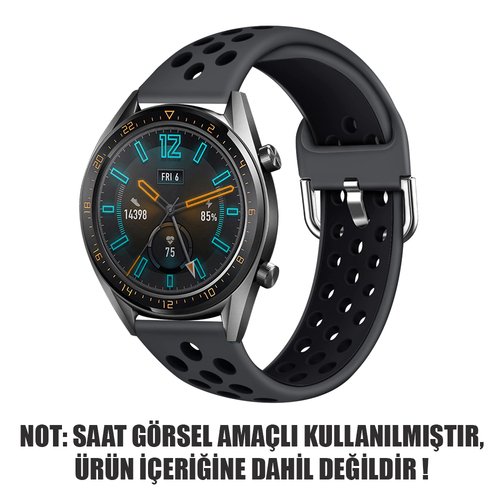 Microsonic Oppo Watch 41mm Rainbow Sport Band Kordon Siyah ( Siyah Pimli )