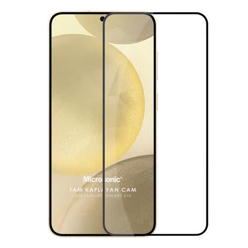 Microsonic Samsung Galaxy A56 Tam Kaplayan Temperli Cam Ekran Koruyucu Siyah