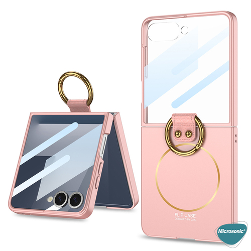 Microsonic Samsung Galaxy Z Flip 7 Kılıf Ring Fall MagSafe Rose Gold