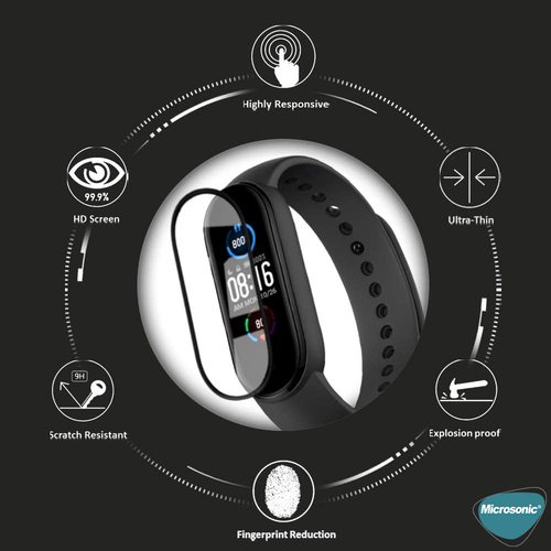 Microsonic Xiaomi Smart Band 10 Tam Kaplayan Nano Cam Ekran Koruyucu Siyah