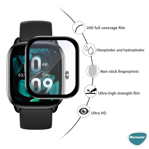 Microsonic Huawei Watch Fit 4 Tam Kaplayan Nano Cam Ekran Koruyucu Siyah