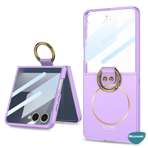 Microsonic Samsung Galaxy Z Flip 7 Kılıf Ring Fall MagSafe Lila