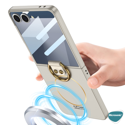 Microsonic Samsung Galaxy Z Flip 7 Kılıf Ring Fall MagSafe Lila