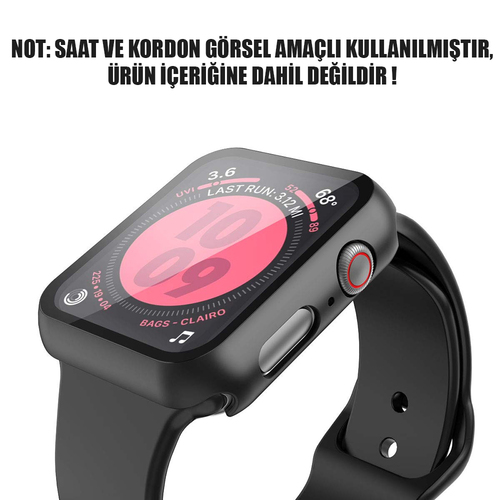 Microsonic Apple Watch SE 3 44mm Kılıf Matte Premium Slim WatchBand Siyah