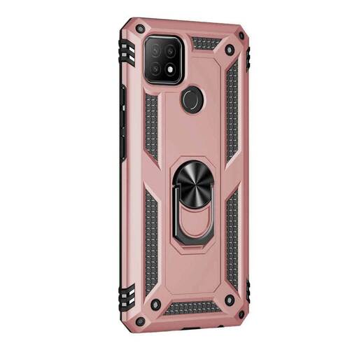 Microsonic Oppo A15 Kılıf Military Ring Holder Rose Gold