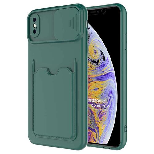 Microsonic Apple iPhone XS Kılıf Inside Card Slot Koyu Yeşil