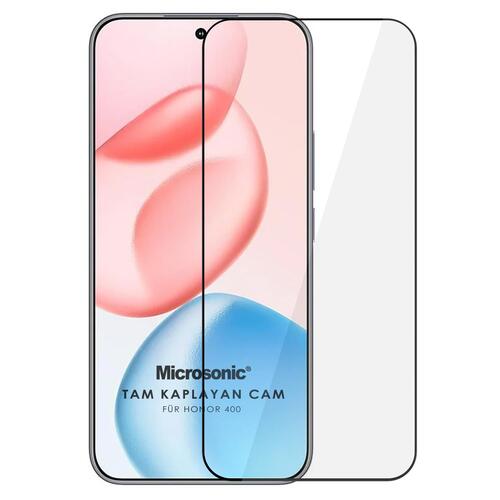 Microsonic Honor 400 Tam Kaplayan Temperli Cam Ekran Koruyucu Siyah