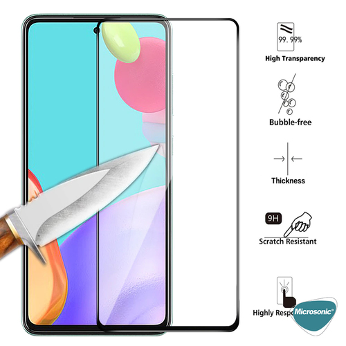Microsonic Honor 400 Tam Kaplayan Temperli Cam Ekran Koruyucu Siyah