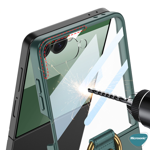 Microsonic Samsung Galaxy Z Flip 7 Kılıf Ring Fall MagSafe Gri