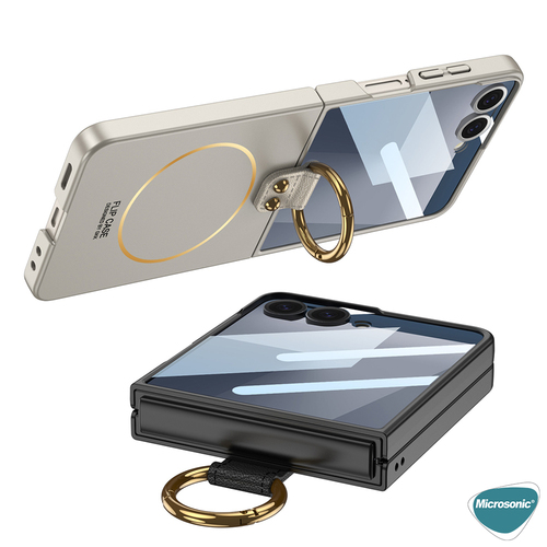 Microsonic Samsung Galaxy Z Flip 7 Kılıf Ring Fall MagSafe Gri