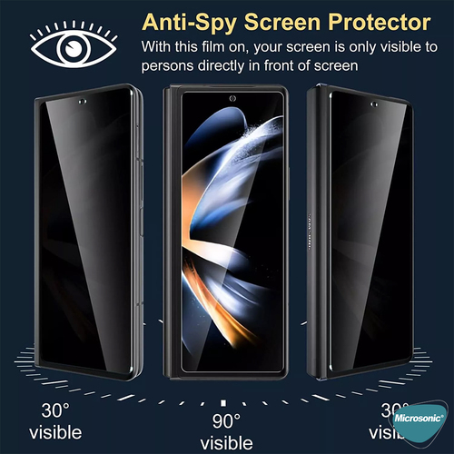 Microsonic Samsung Galaxy Z Fold 7 Privacy 5D Gizlilik Filtreli Cam Ekran Koruyucu Siyah