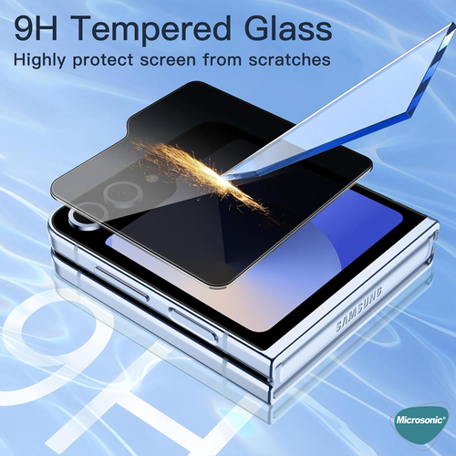 Microsonic Samsung Galaxy Z Flip 7 Privacy 5D Gizlilik Filtreli Cam Ekran Koruyucu Siyah