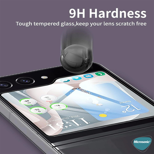 Microsonic Samsung Galaxy Z Flip 7 Tam Kaplayan Temperli Cam Ekran Koruyucu Siyah