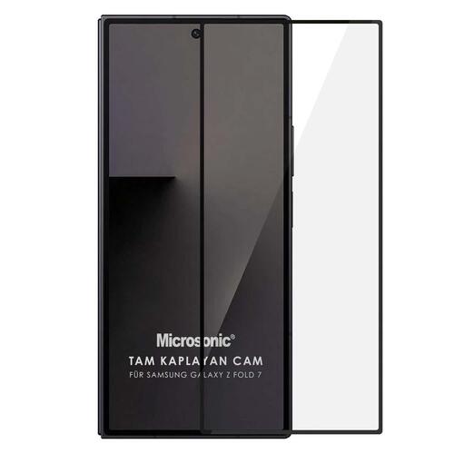 Microsonic Samsung Galaxy Z Fold 7 Tam Kaplayan Temperli Cam Ekran Koruyucu Siyah