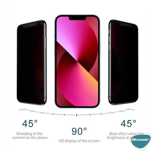 Microsonic Apple iPhone 16e Privacy 5D Gizlilik Filtreli Cam Ekran Koruyucu Siyah