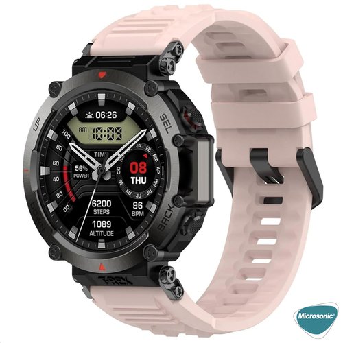 Microsonic Amazfit T-Rex Ultra Kordon Silicone Sport Band Pembe