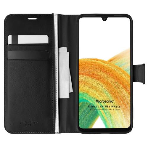 Microsonic Samsung Galaxy A33 5G Kılıf Delux Leather Wallet Siyah