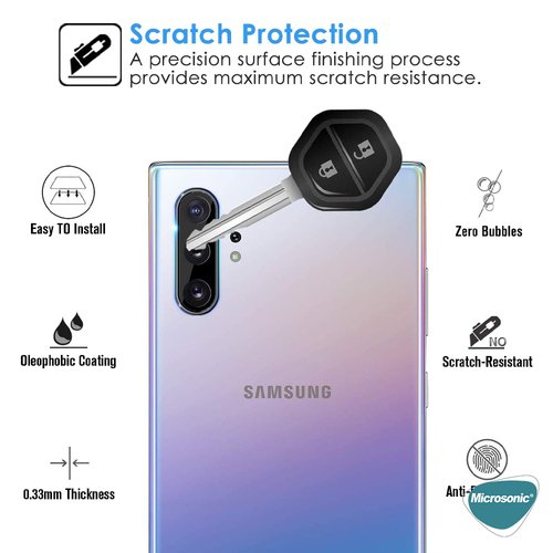 Microsonic Samsung Galaxy Note 10 Plus Kamera Lens Koruma Camı V2 Siyah