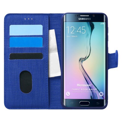 Microsonic Samsung Galaxy S6 Edge Kılıf Fabric Book Wallet Lacivert