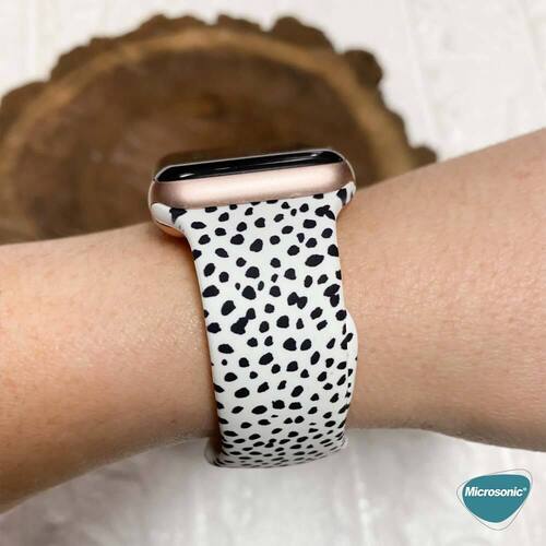 Microsonic Apple Watch SE 2022 40mm Silikon Kordon Cow Pattern