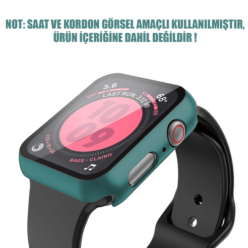 Microsonic Apple Watch SE 3 44mm Kılıf Matte Premium Slim WatchBand Koyu Yeşil