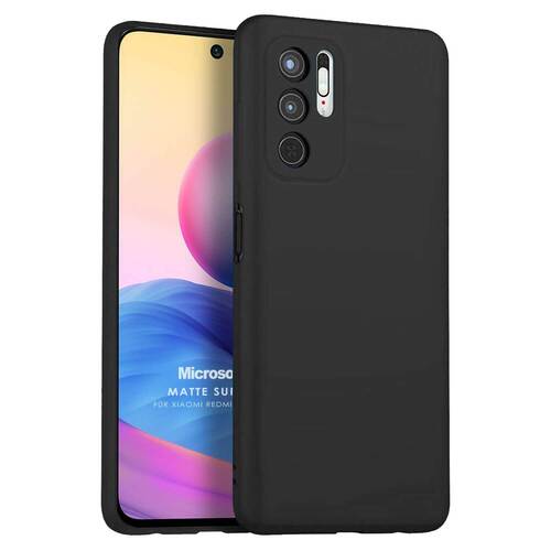 Microsonic Matte Silicone Xiaomi Redmi Note 10 5G Kılıf Siyah