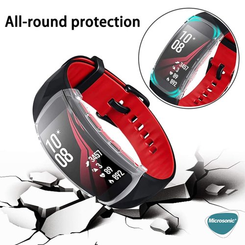 Microsonic Samsung Gear Fit 2 Pro Kılıf 360 Full Round Soft Silicone Şeffaf