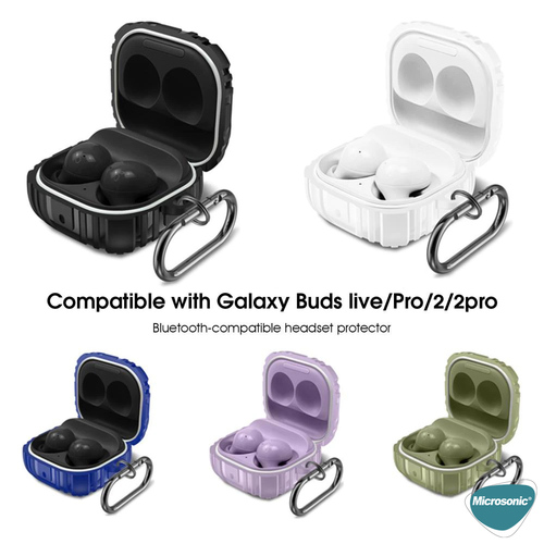 Microsonic Samsung Galaxy Buds Core Kılıf Military Darbe Emici + Askılık Lacivert