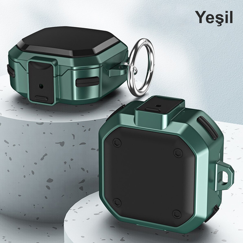 Microsonic Samsung Galaxy Buds Core Kılıf Darbeye Dayanıklı Sert Koruyucu + Askılık Yeşil