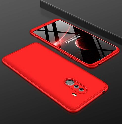 Microsonic Xiaomi Pocophone F1 Kılıf Double Dip 360 Protective Kırmızı