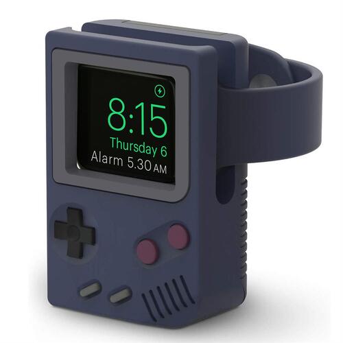 Microsonic Apple Watch 7 45mm Masaüstü Şarj Standı Gameboy Lacivert