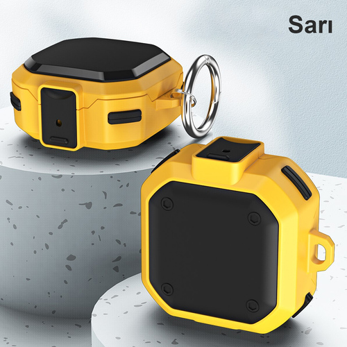 Microsonic Samsung Galaxy Buds Core Kılıf Darbeye Dayanıklı Sert Koruyucu + Askılık Sarı