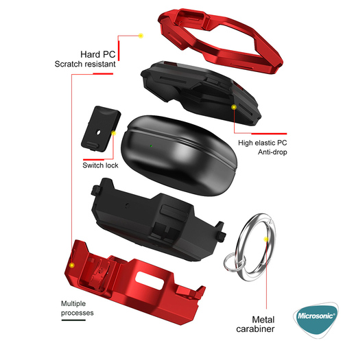 Microsonic Samsung Galaxy Buds Core Kılıf Darbeye Dayanıklı Sert Koruyucu + Askılık Sarı