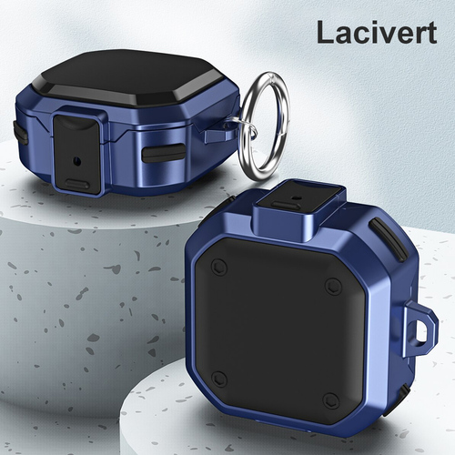 Microsonic Samsung Galaxy Buds Core Kılıf Darbeye Dayanıklı Sert Koruyucu + Askılık Lacivert