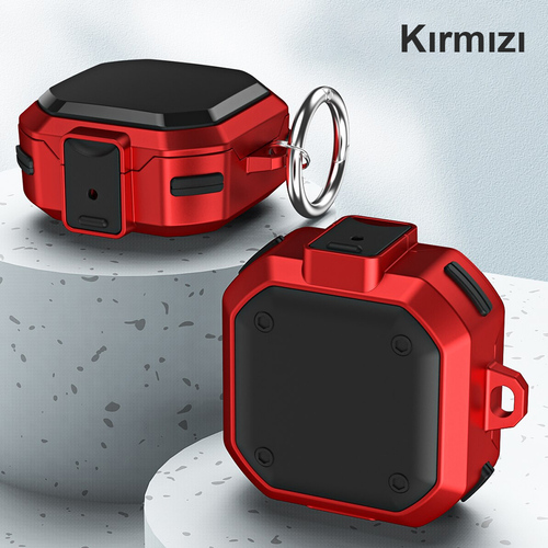 Microsonic Samsung Galaxy Buds Core Kılıf Darbeye Dayanıklı Sert Koruyucu + Askılık Kırmızı