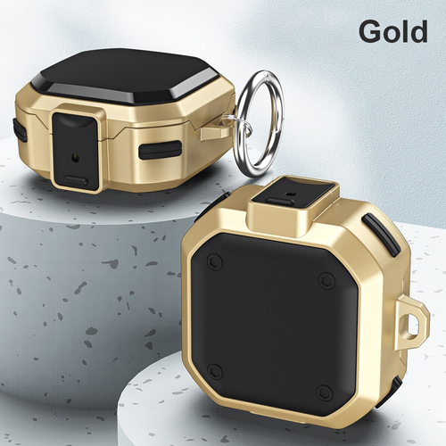 Microsonic Samsung Galaxy Buds Core Kılıf Darbeye Dayanıklı Sert Koruyucu + Askılık Gold