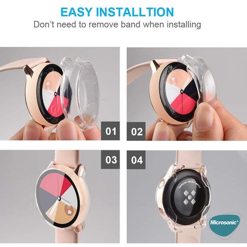 Microsonic Samsung Galaxy Watch Active 2 40mm Kılıf 360 Full Round Soft Silicone Şeffaf