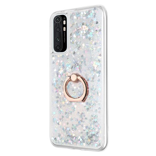 Microsonic Xiaomi Mi Note 10 Lite Kılıf Glitter Liquid Holder Gümüş