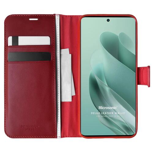 Microsonic Infinix Zero 30 4G Kılıf Delux Leather Wallet Kırmızı