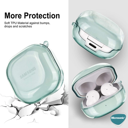Microsonic Samsung Galaxy Buds Core Kılıf Askı Aparatlı Transparan Silikon Mavi