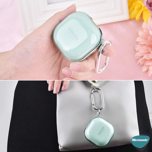 Microsonic Samsung Galaxy Buds Core Kılıf Askı Aparatlı Transparan Silikon Mavi